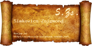 Simkovics Zsigmond névjegykártya